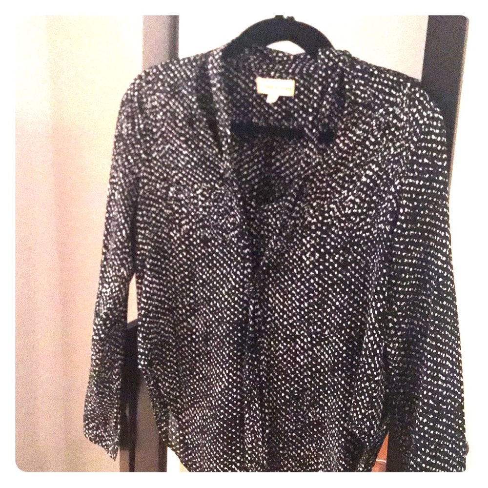 XS Black and white tie neck blouse from Nordstrom